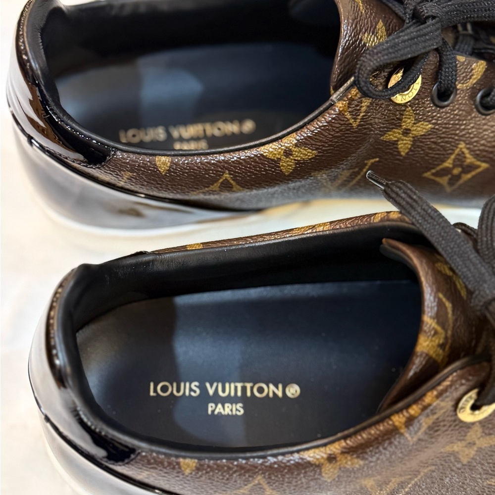 Louis Vuitton Black and Brown Monogram Sneakers - Picture 5 of 7